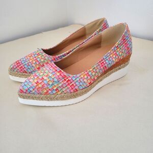NEW Colorful Mosaic Wedge Heels Pointed Toe Espadrille Artsy Eclectic EU 36 US 6